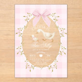 Two Silly Pink Gingham girl 2nd Birthday Acryl Uitnodigingen (Voorkant)