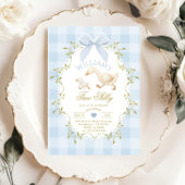 Two Silly Whimsical Blue Gingham Boy 2nd Birthday Kaart