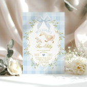 Two Silly Whimsical Blue Gingham Boy 2nd Birthday Kaart