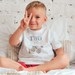 TWO Snel Blauw Vuilige Motorfiets Verjaardags T-sh Kinder Shirts