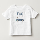 TWO Snel marineblauw raceauto verjaardag T-shirt (Voorkant)