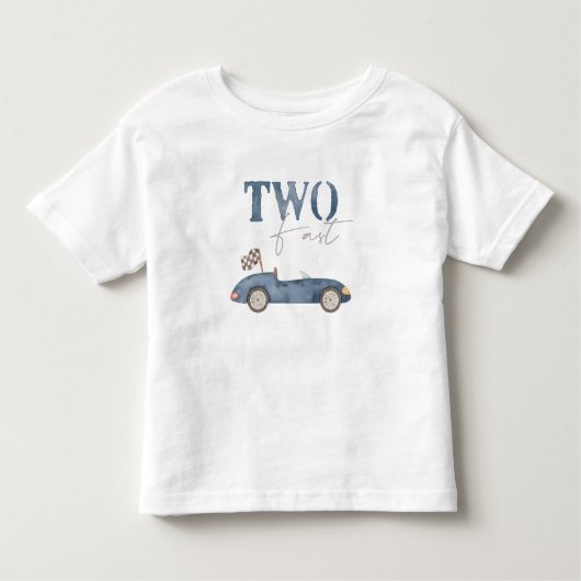 TWO Snel Navy Blauwe Race Auto Verjaardag T-shirt (Voorkant)