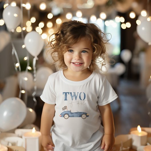 TWO Snel Navy Blauwe Race Auto Verjaardag T-shirt