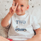 TWO Snel Navy Blauwe Race Auto Verjaardag T-shirt