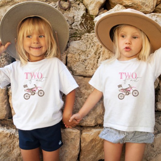 TWO Snel Roze Dirt Bike Verjaardags T-shirt