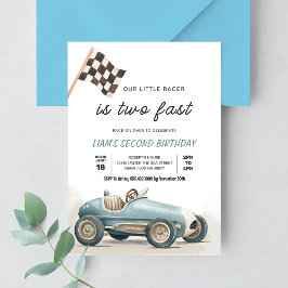 TWO Snel Vintage Race Auto 2e Verjaardag Kaart
