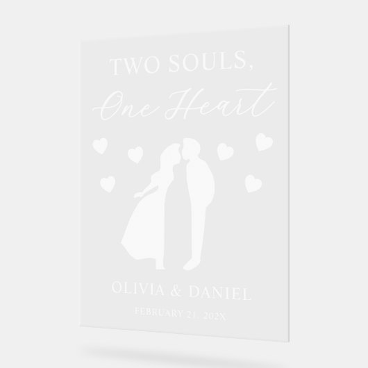 Two Souls, One Heart Custom Wedding Acryl Bord (Hoek)