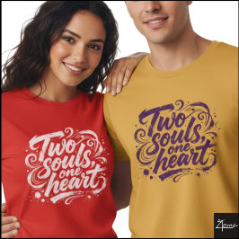 Two Souls One Heart Grunge Schrift T-shirt