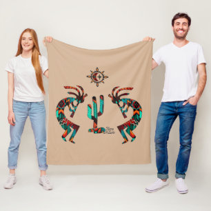 Two Southwest Kokopelli Fleece Blanket Deken