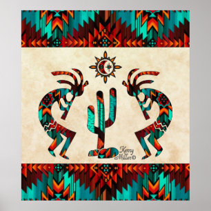 Two Southwest Kokopelli Poster