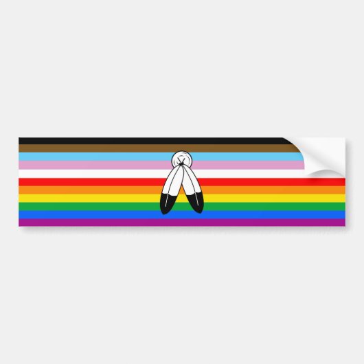 Two-Spirit LGBTQ+ Progress Pride Flag Bumpersticker (Voorkant)