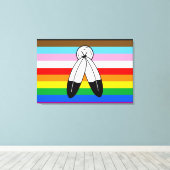Two-Spirit LGBTQ+ Progress Pride Flag Canvas Afdruk (Insitu (Houten vloer))