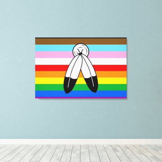Two-Spirit LGBTQ+ Progress Pride Flag Canvas Afdruk (Insitu (Houten vloer))