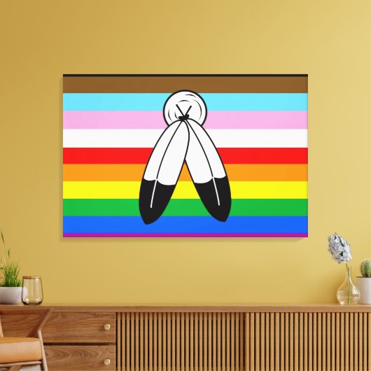 Two-Spirit LGBTQ+ Progress Pride Flag Canvas Afdruk (Insitu (Woonkamer))