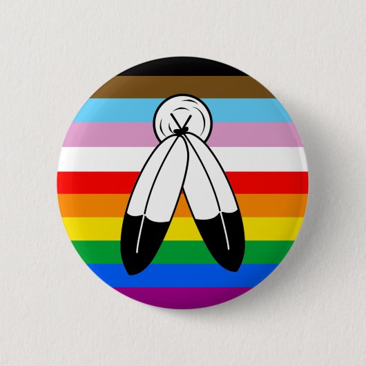 Two-Spirit LGBTQ+ Progress Pride Flag Ronde Button 5,7 Cm (Voorkant)