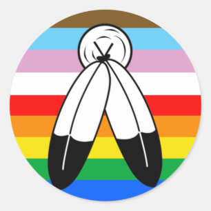 Two-Spirit LGBTQ+ Progress Pride Flag Ronde Sticker