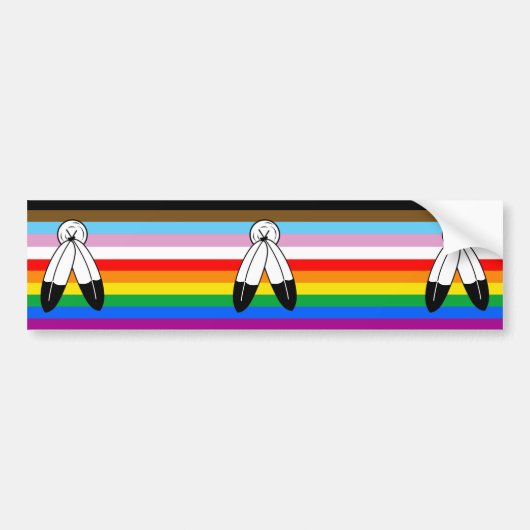 Two-Spirit LGBTQ+ Progress Pride-vlag Bumpersticker (Voorkant)