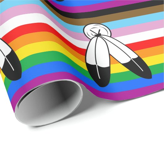 Two-Spirit LGBTQ+ Progress Pride-vlag Cadeaupapier (Rol Hoek)