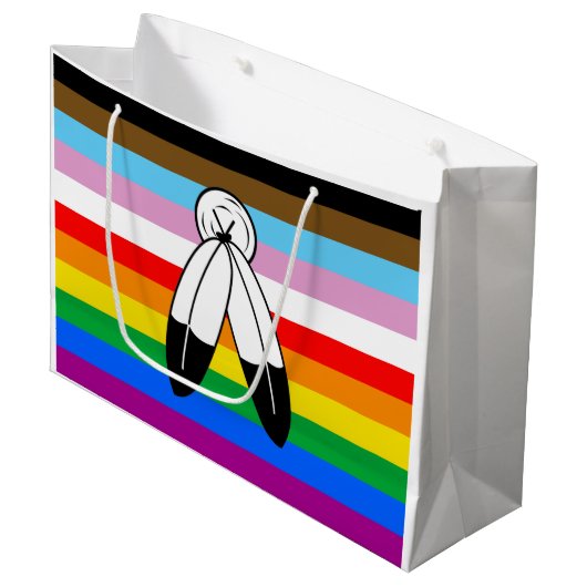 Two-Spirit LGBTQ+ Progress Pride-vlag Groot Cadeauzakje (Voorkant Gekanteld)