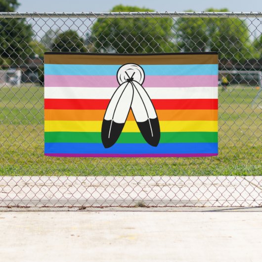 Two-Spirit LGBTQ+ Progress Pride-vlag Spandoek (Insitu)