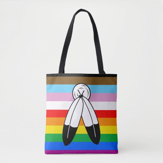 Two-Spirit LGBTQ+ Progress Pride-vlag Tote Bag (Voorkant)
