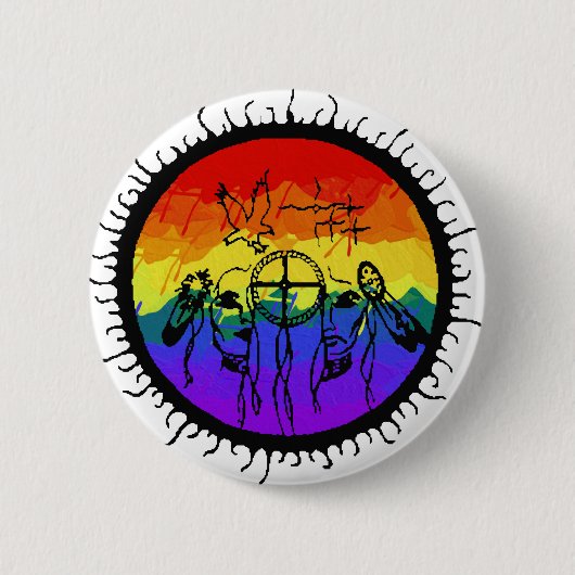 Two-Spirit Mountain Scape Ronde Button 5,7 Cm (Voorkant)