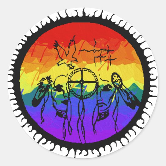 Two-Spirit Mountain Scape Ronde Sticker (Voorkant)