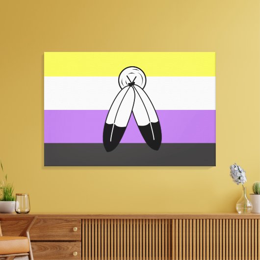 Two-Spirit Nonbinary Pride Vlag Canvas Afdruk (Insitu (Woonkamer))