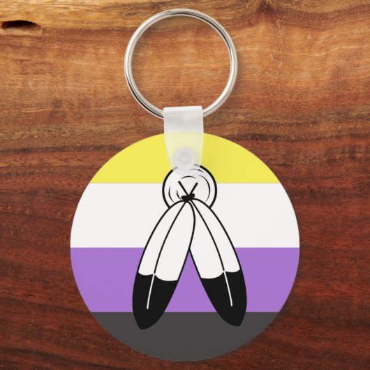 Two-Spirit Nonbinary Pride Vlag Sleutelhanger (Voorkant)