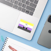 Two-Spirit Nonbinary Pride Vlag Sticker (Laptop met iPhone)