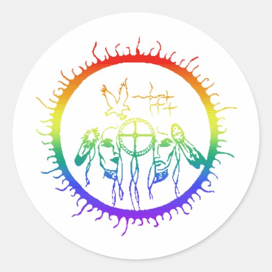 Two-Spirit Rainbow Ronde Sticker (Voorkant)