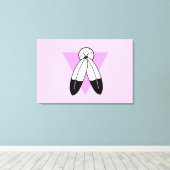 Two-Spirit Roze Driehoek Vlag Canvas Afdruk (Insitu (Houten vloer))