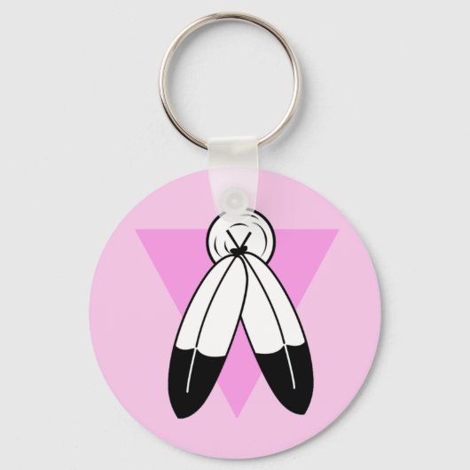 Two-Spirit Roze Driehoek Vlag Sleutelhanger (Voorkant)