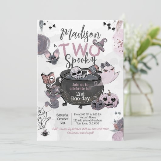 TWO Spooky 2nd Birthday Halloween Kaart (Staand voorkant)