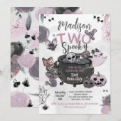 TWO Spooky 2nd Birthday Halloween Kaart (Voorkant / Achterkant)