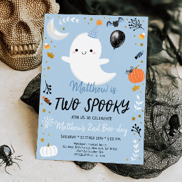 TWO Spooky Blue Ghost Halloween Birthday Kaart