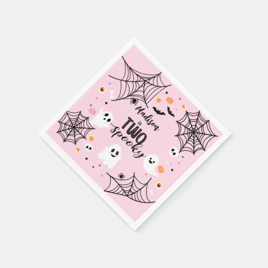 Two Spooky Cute Ghost Pink Halloween Servet (Hoek)