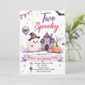 Two Spooky Halloween Birthday Party Kaart (Staand voorkant)