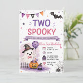 Two Spooky Halloween Birthday Party Kaart (Staand voorkant)
