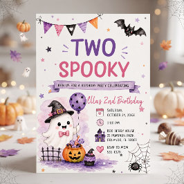 Two Spooky Halloween Birthday Party Kaart