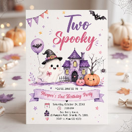 Two Spooky Halloween Birthday Party Kaart