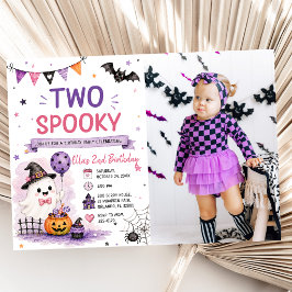 Two Spooky Halloween Birthday Party Photo Kaart