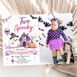 Two Spooky Halloween Birthday Party Photo Kaart