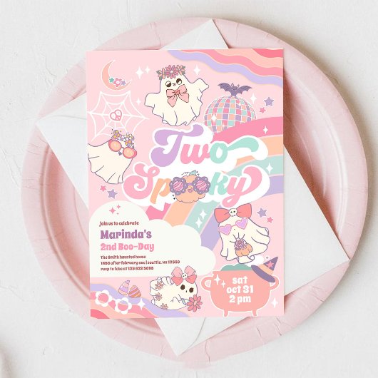 Two Spooky Halloween Groovy Daisy 2nd Birthday  Kaart