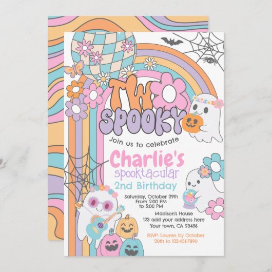 Two Spooky Hippie Halloween 2nd Birthday Kaart (Voorkant / Achterkant)