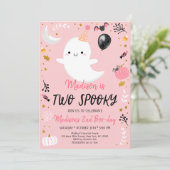 TWO Spooky Pink Ghost Halloween Birthday Kaart (Staand voorkant)