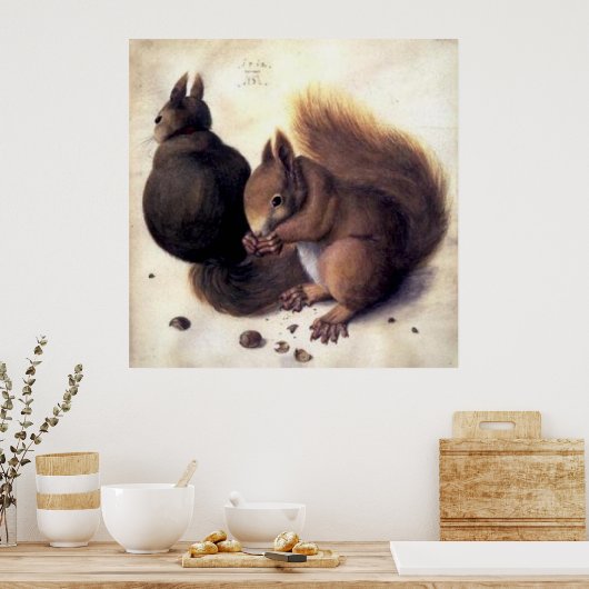 "Two Squirrels" van Albrecht Dürer Poster (Keuken)