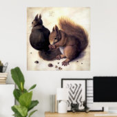 "Two Squirrels" van Albrecht Dürer Poster (Thuiskantoor)