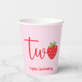 Two Strawberry Birthday Pink Papieren Bekers (Achterkant)