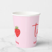 Two Strawberry Birthday Pink Papieren Bekers (Rechts)